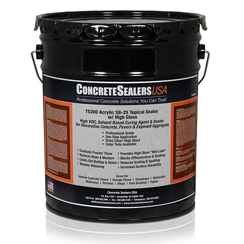 View TS200 Acrylic Topical Sealer SB-25 w/ High Gloss (5 gal.) - Concrete Sealers USA