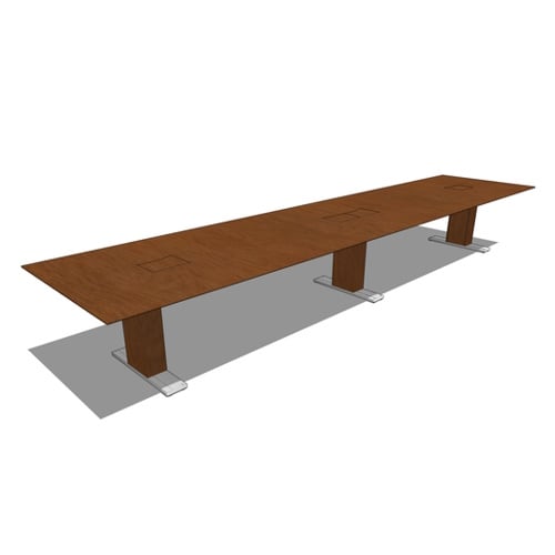 Rectangle Tables: Rectangle Table (2-Piece Top, 3-Bases), 48" D x 216" W x 30" H