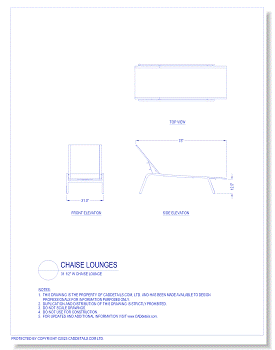 Chaise Lounges: 31 1/2" W Chaise Lounge