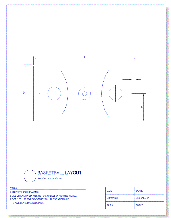 Basketball Court Dimensions & Drawings