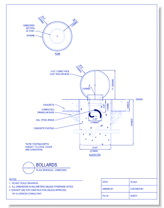 Bollards - Plain Spherical, Embedded