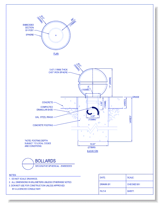 Bollards - Decorative Spherical, Embedded