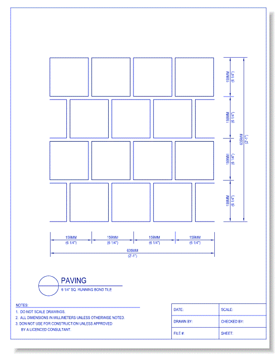 Paving Blocks - 6 1/4 Inch Sq. Running Bond Tile