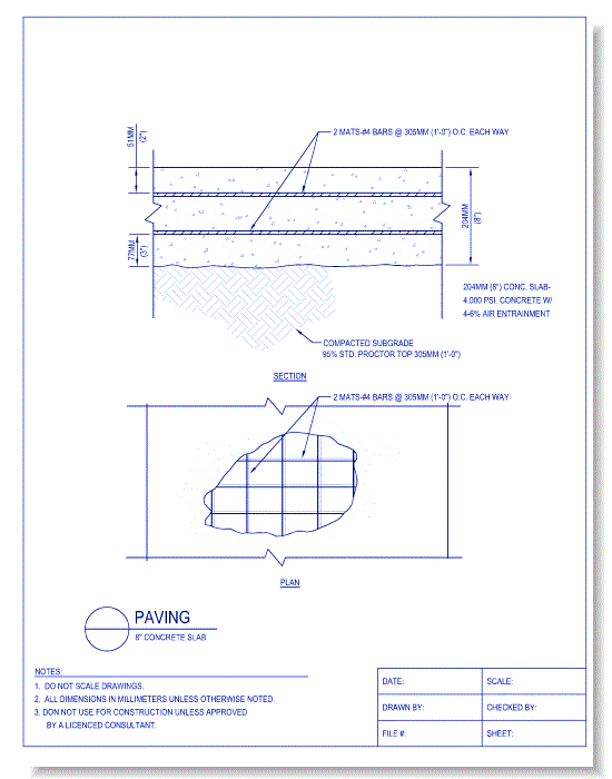 Paving Blocks - 8 Inch Concrete Slab