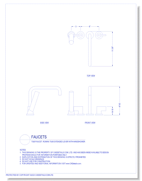 Tub Faucet: Roman Tub Extended Lever with Handshower