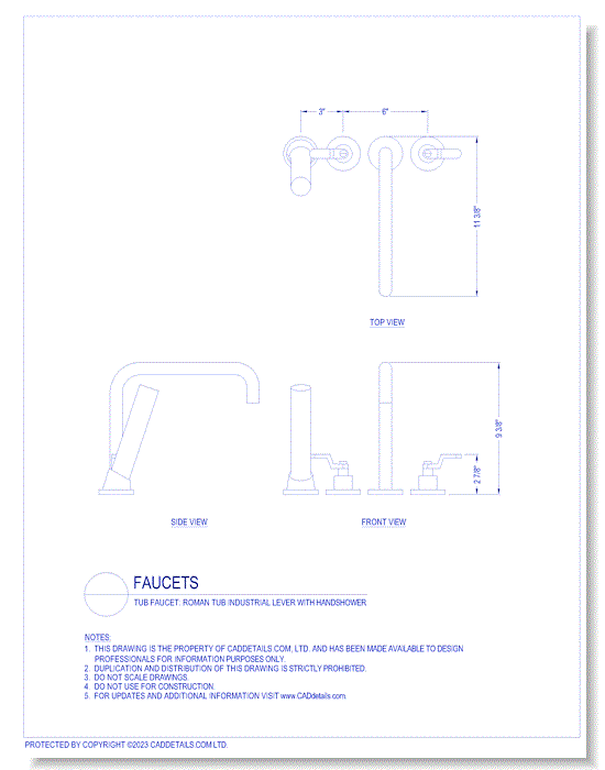 Tub Faucet: Roman Tub Industrial Lever with Handshower