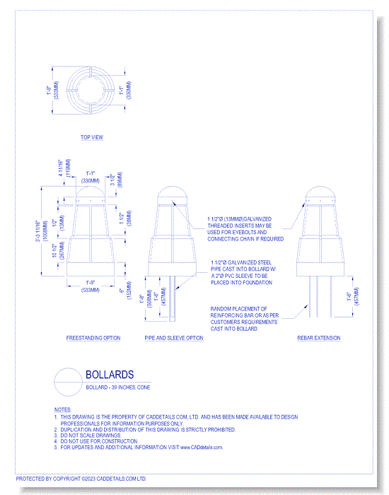 Bollards: Bollard - 39 Inches, Cone