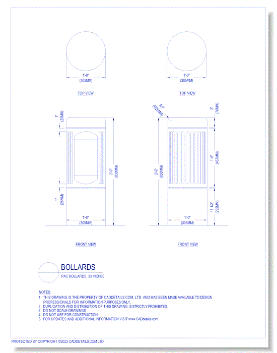 Bollards: PAC Bollards, 33 Inches