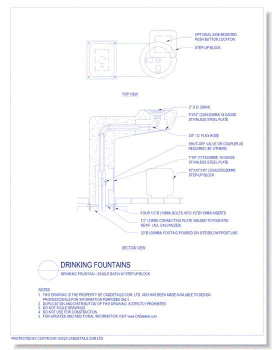 Drinking Fountains: Drinking Fountain - Single Basin w/ Step Up Block