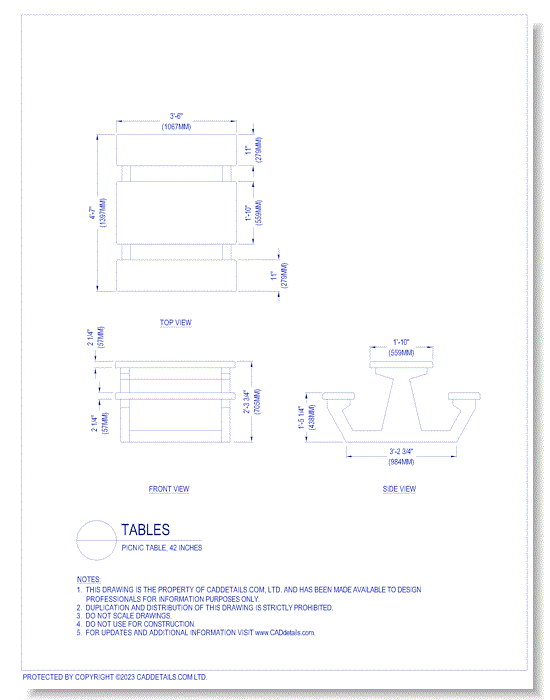 Tables: Picnic Table, 42 Inches