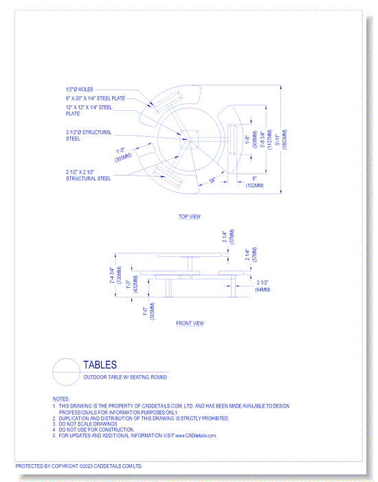 Tables: Outdoor Table w/ Seating, Round