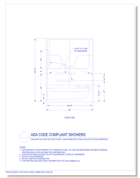 ADA Code Compliant Showers: ADA / ANSI / TAS One Piece Tub Shower ...