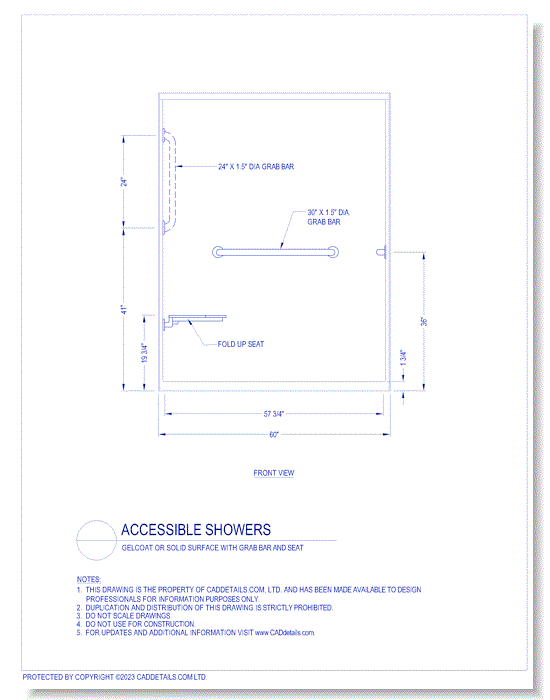 Accessible Showers: Gelcoat or Solid Surface with Grab Bar and Seat