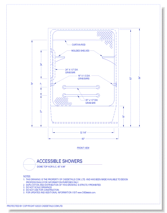 Accessible Showers: Dome Top Acrylic, 60" x 84"