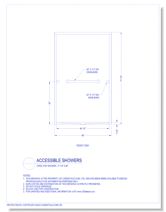 Accessible Showers: Gelcoat or Solid Surface, 77 1/4" x 48"