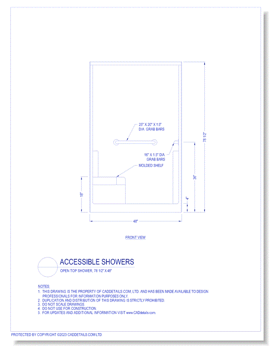 Accessible Showers: Open Top Shower, 78 1/2" x 48"