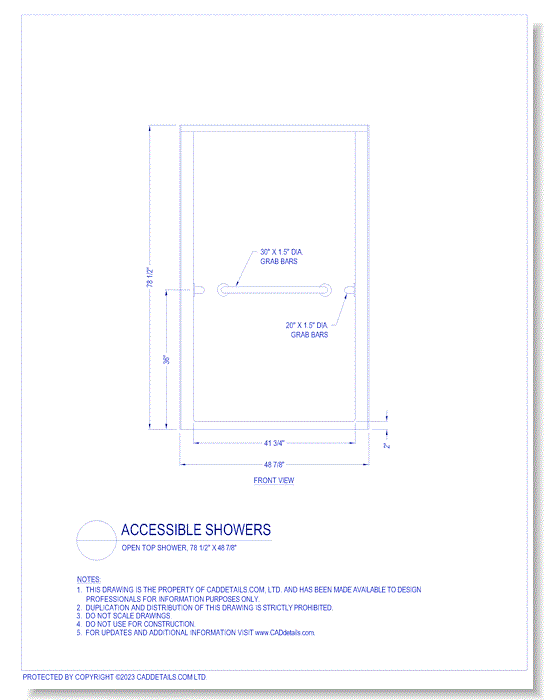 Accessible Showers: Open Top Shower, 78 1/2" x 48 3/4"