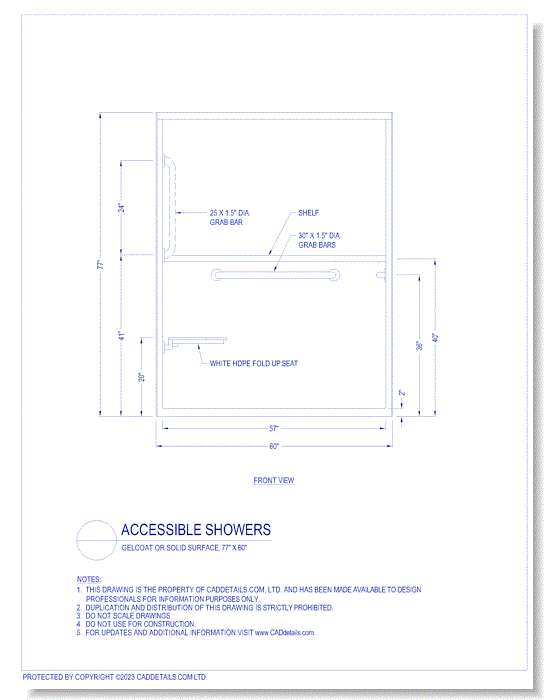 Accessible Showers: Open Top shower, 77" x 60"