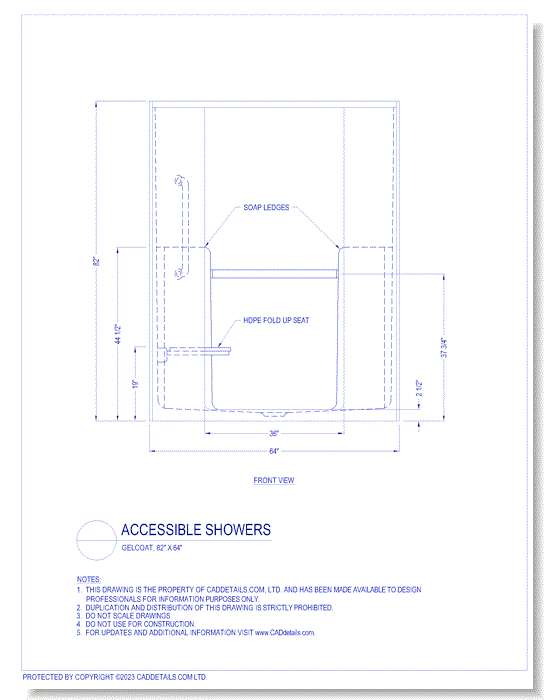 Accessible Showers: Gelcoat, 82" x 64"