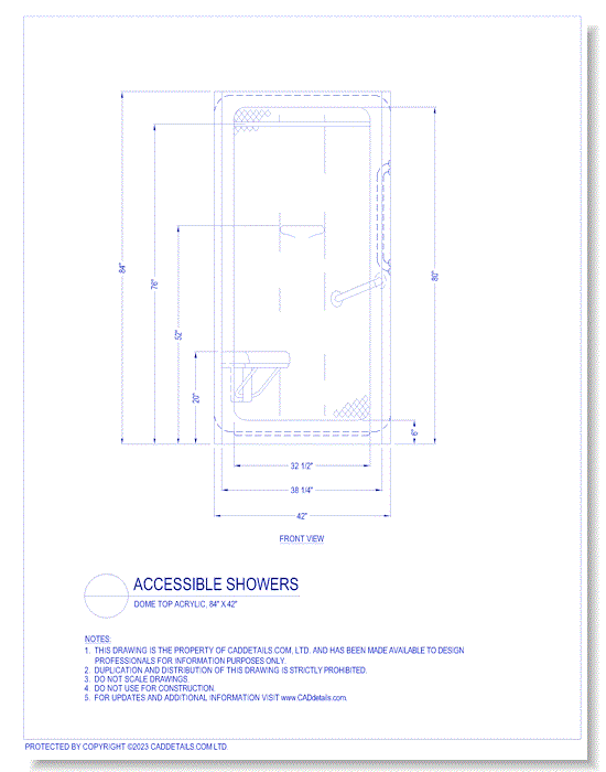 Accessible Showers: Dome Top Acrylic, 84" x 42"