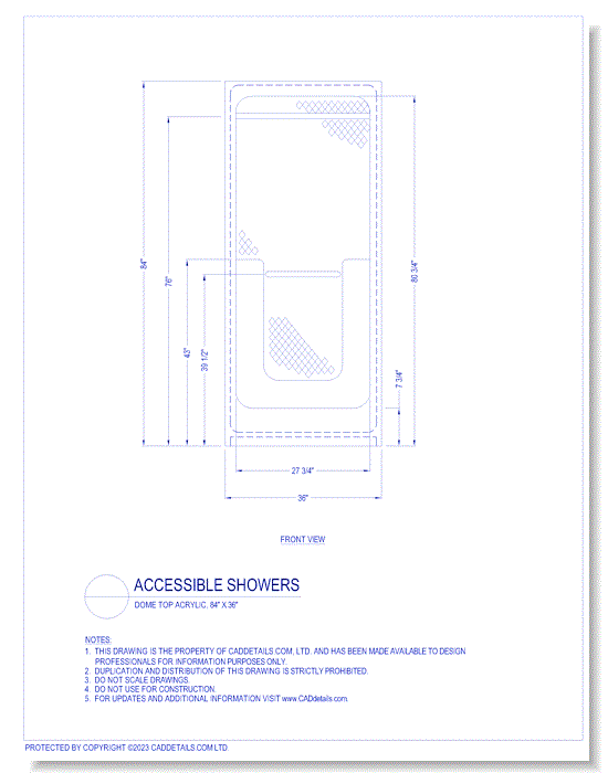 Accessible Showers: Dome Top Acrylic, 84" x 36"