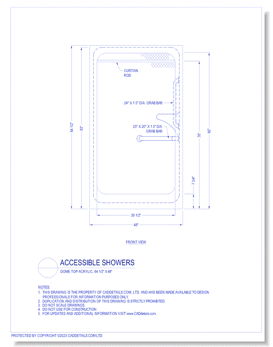 Accessible Showers: Dome Top Acrylic, 84 1/2" x 48"