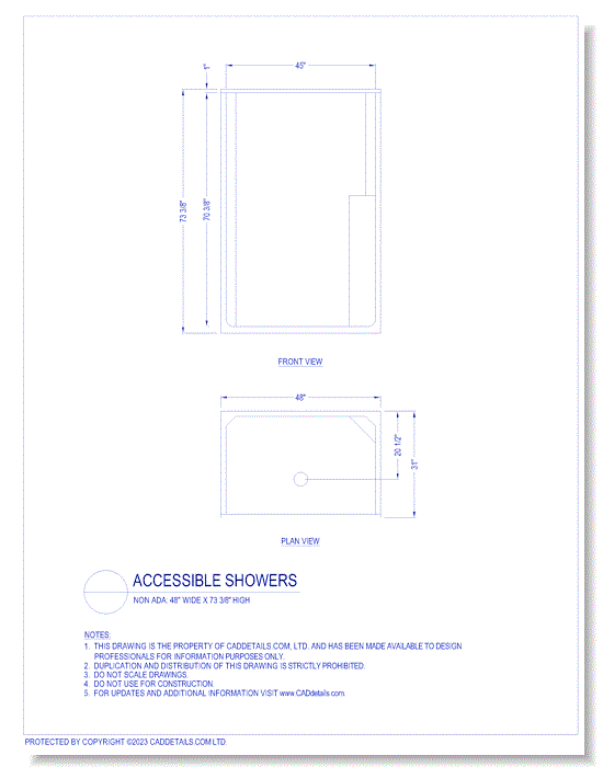 Accessible Showers: 48" Wide x 73 3/8" High