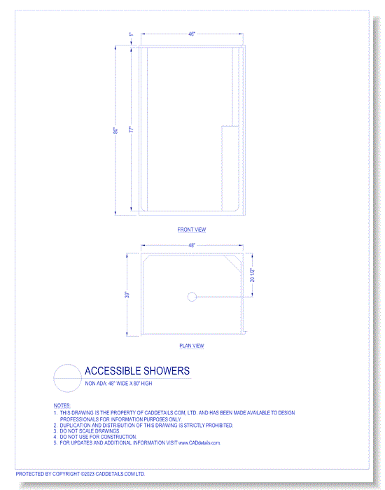 Accessible Showers: 48" Wide x 80" High