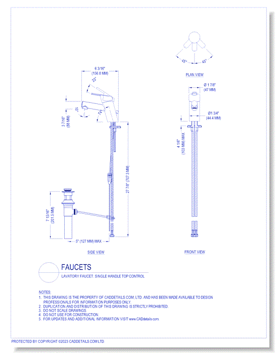 Lavatory Faucets: Single Handle Top Control