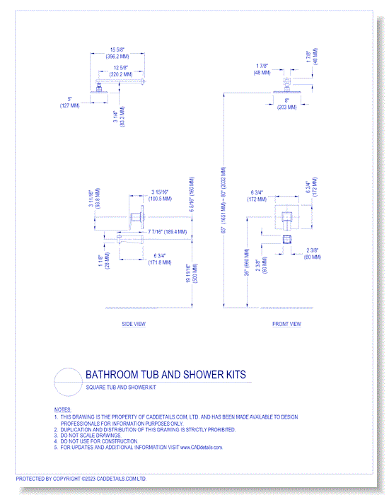 Square Tub and Shower Kit