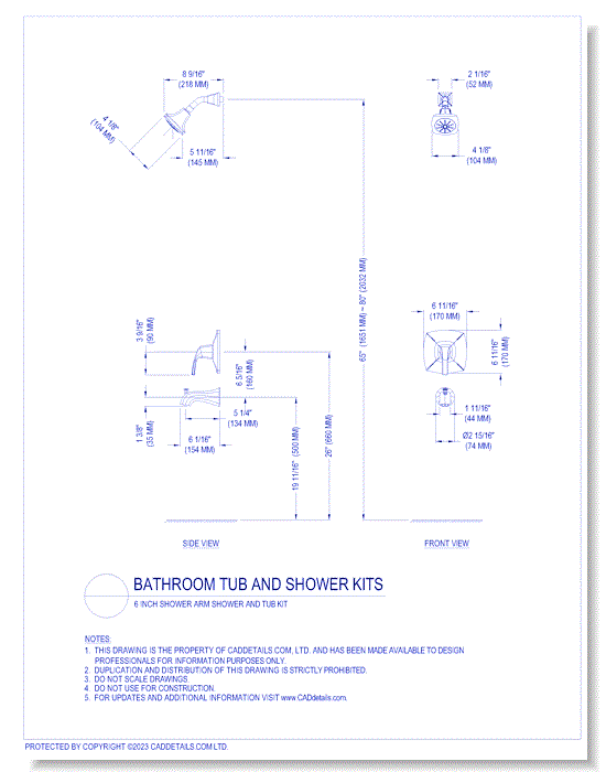 6 inch Shower Arm Kit Shower and Tub Kit