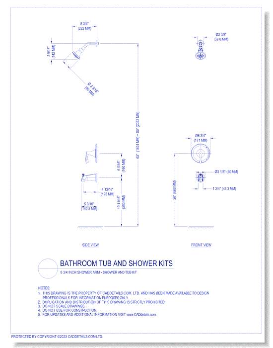 8 3/4 inch Shower Arm Kit Shower and Tub Kit