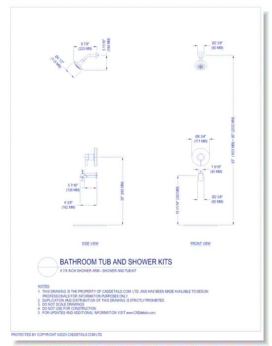 8 7/8 inch Shower Arm Kit Shower and Tub Kit