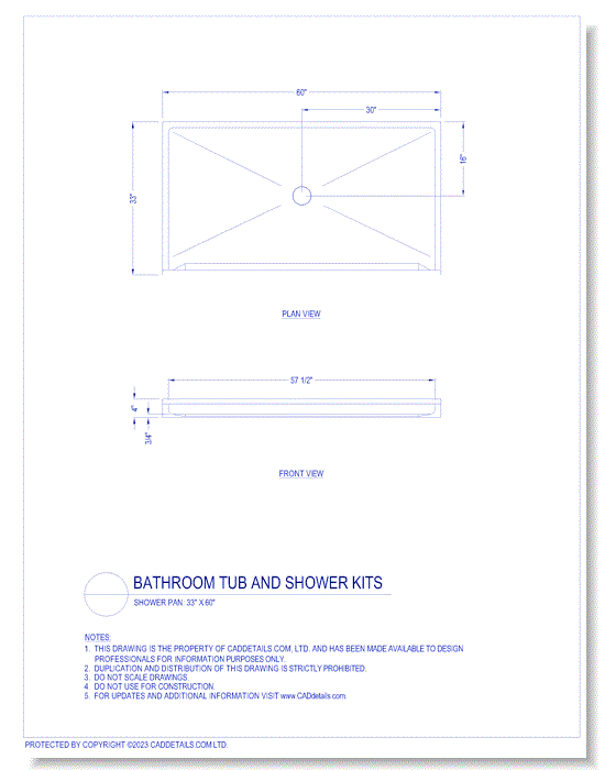 Shower Pan – 33" x 60"