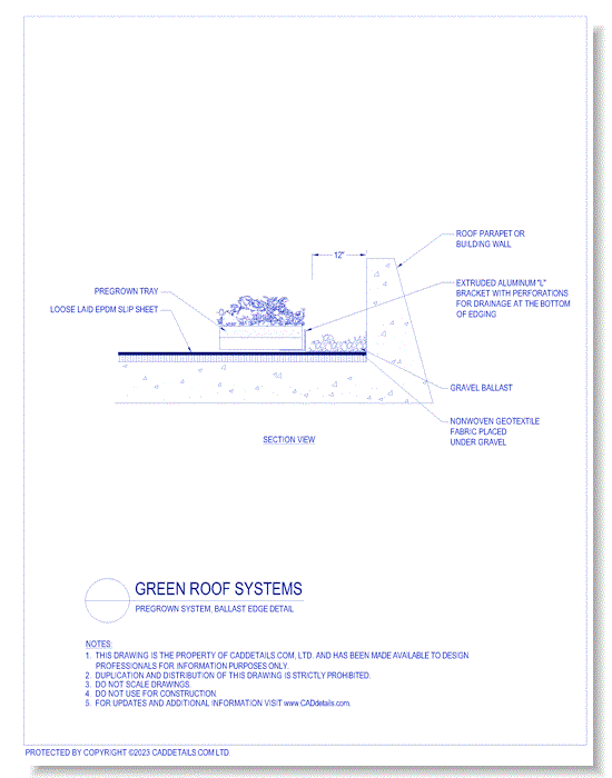 Green Roof Systems: Pregrown System, Ballast Edge Detail