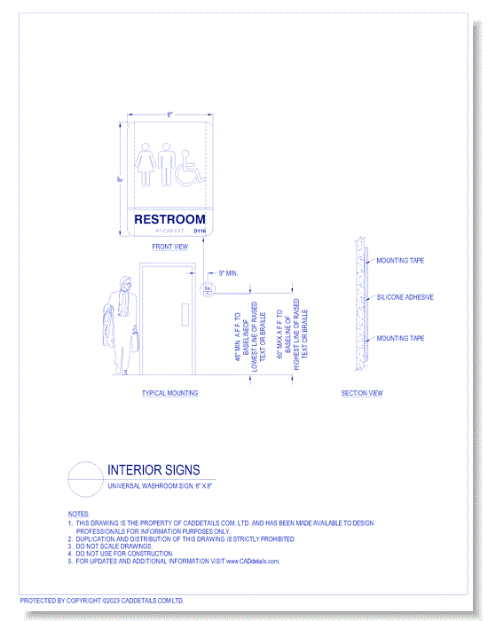 Interior Signs: Universal Washroom Sign, 6" x 8"