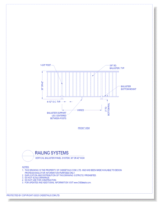 Railing Systems: Vertical Baluster Panel System, 36" or 42" High