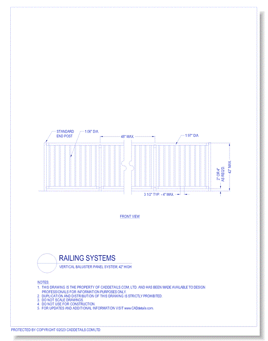 Railing Systems: Vertical Baluster Panel System, 42" High