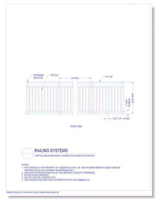 Railing Systems: Vertical Baluster Panel System with Double Top, 48" High