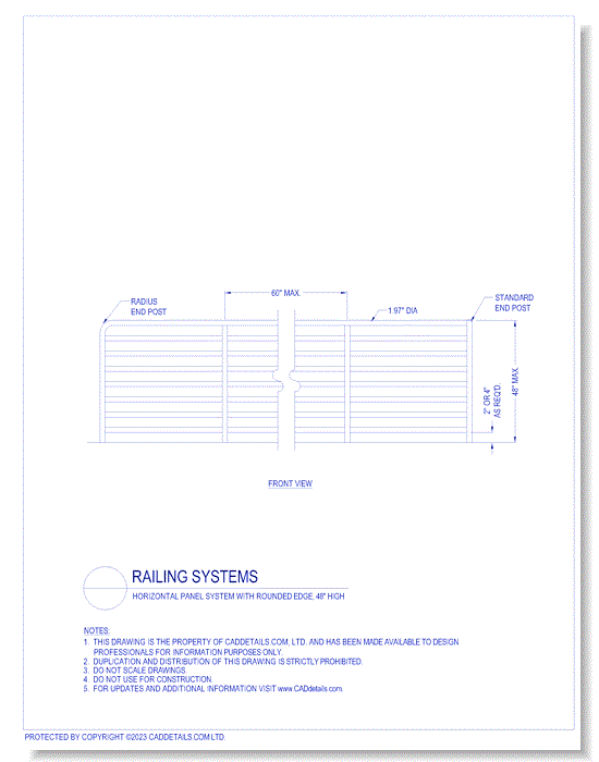 Railing Systems: Horizontal Panel System with Rounded Edge, 48" High