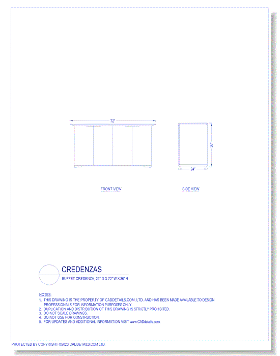 Credenzas: Buffet Credenza, 24" D x 72" W x 36" H