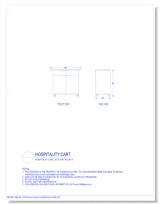 Hospitality Cart: Hospitality Cart, 20" D x 46" W x 36" H