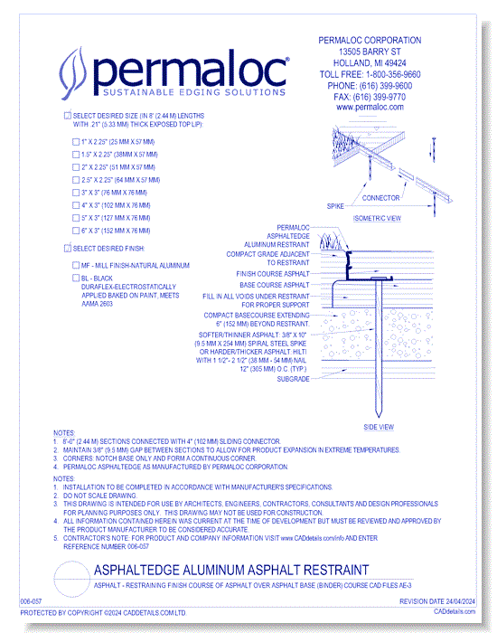 Asphalt - Restraining Finish Course of Asphalt over Asphalt Base (Binder) Course  CAD Files AE-3