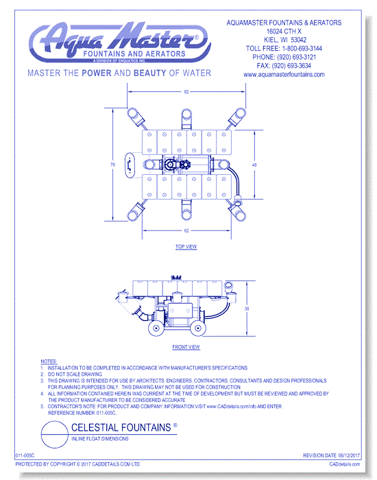 Celestial Fountains® Inline Float Dimensions