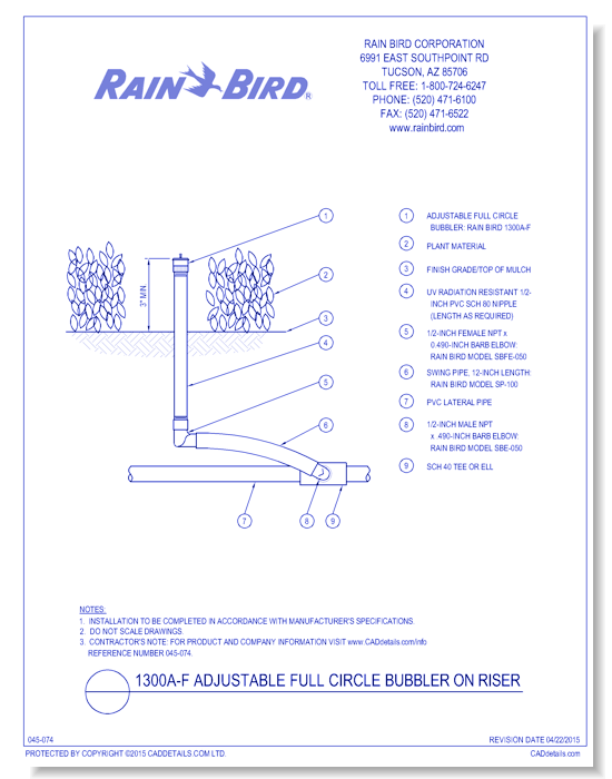 Bubblers / Nozzles - Rain Bird Corporation - CADdetails