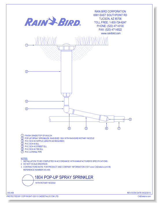 Rotary Nozzles - Rain Bird Corporation - CADdetails