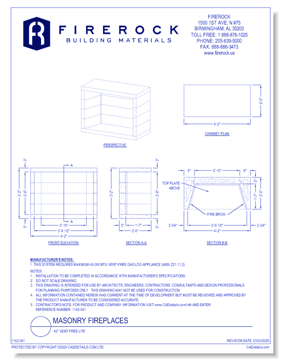 Vent Free Lite - FireRock - CADdetails