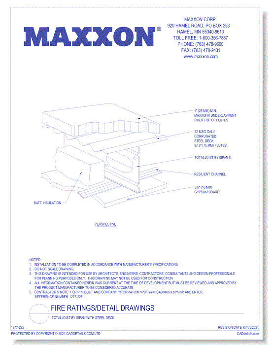 Fire Ratings/Detail Drawings - TotalJoist by iSPAN with Steel Deck