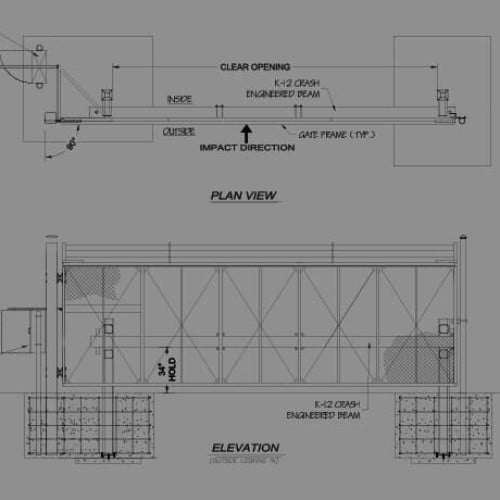 CAD Drawings TYMETAL (K12) TCSG-12 Crash Rated Heavy Duty Swing Gate and TYM-410VS-SW Operator System ASTM F2656 M50-P1/K12