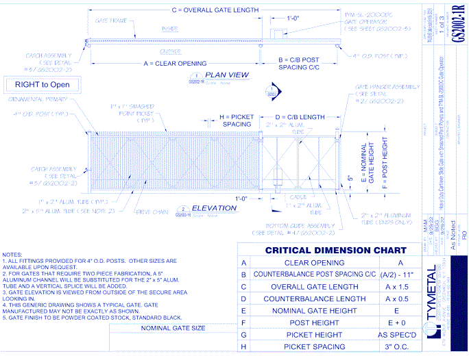 TYM-SL2000DC Heavy Duty Cantilever Slide Gate System - Ornamental